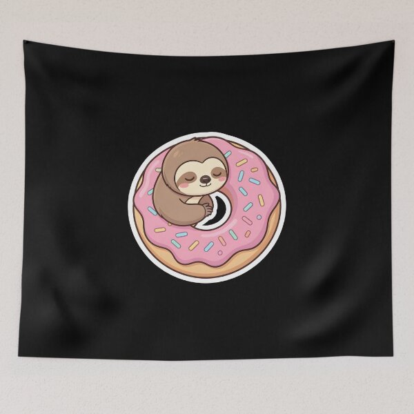 Item preview, Cute Sloth Sleeping on Donut Kawaii Lazy Dessert designed and sold by KCasual.