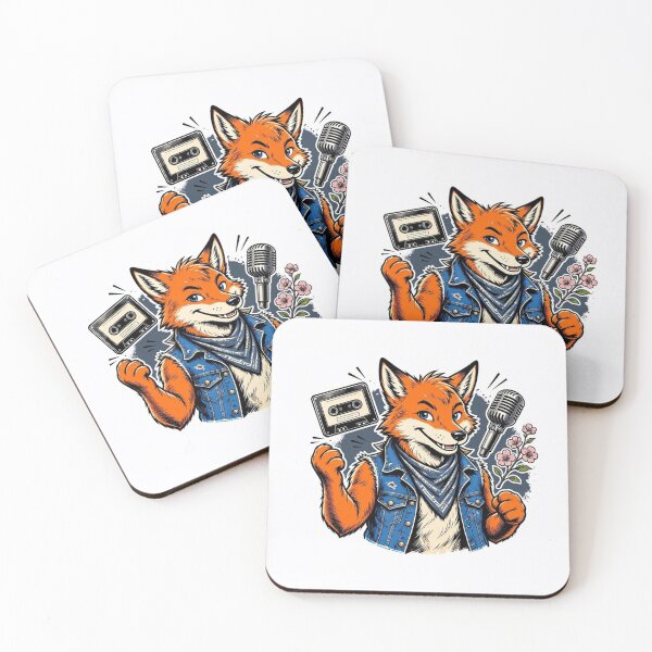 Item preview, Retro Rocker Fox Vintage Cassette and Microphone designed and sold by ElvisVintagePosters.