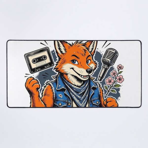 Item preview, Retro Rocker Fox Vintage Cassette and Microphone designed and sold by ElvisVintagePosters.