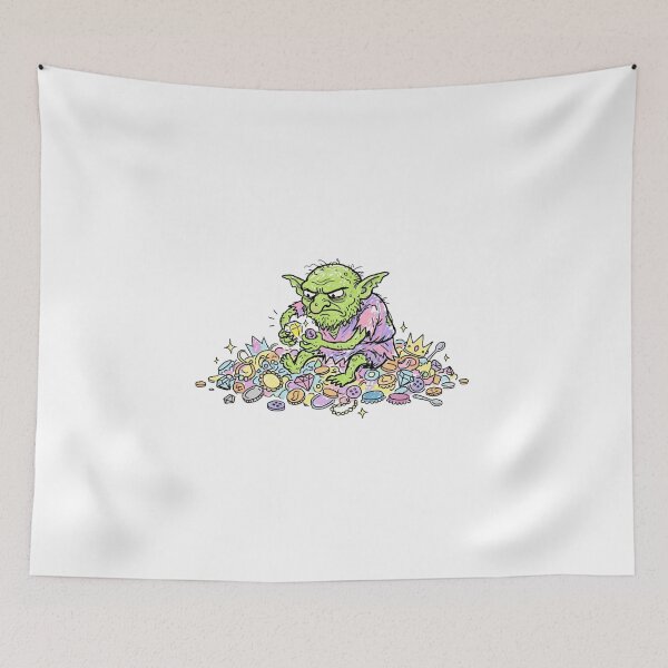 Item preview, Grumpy Green Goblin with Treasure Hoard designed and sold by Pixele.