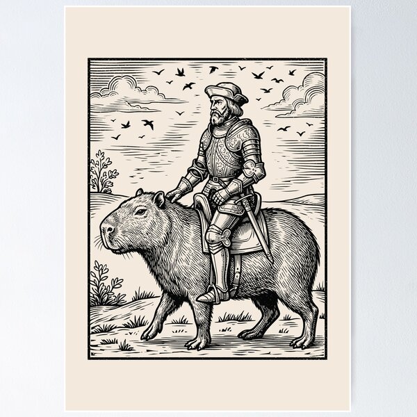 Item preview, Knight Riding Capybara Medieval Fantasy Renaissance Fait designed and sold by Y-Vibes.