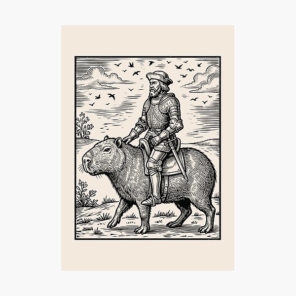 Item preview, Knight Riding Capybara Medieval Fantasy Renaissance Fait   designed and sold by Y-Vibes.