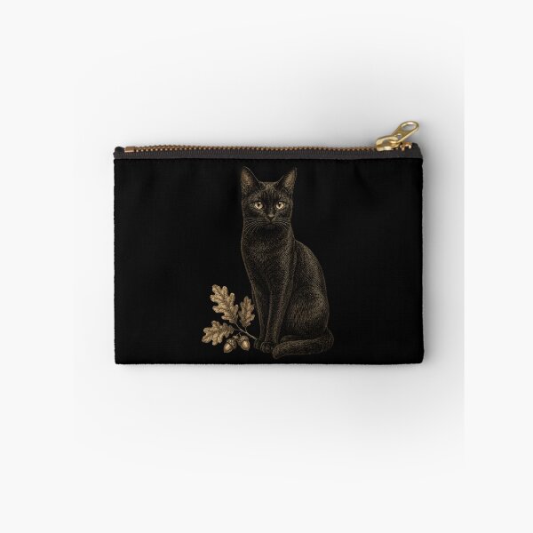 Item preview, Black Cat Oak Leaves Acorns Vintage Engraving T-Shirt | Dark Autumn Cottagecore Art designed and sold by The Archive.