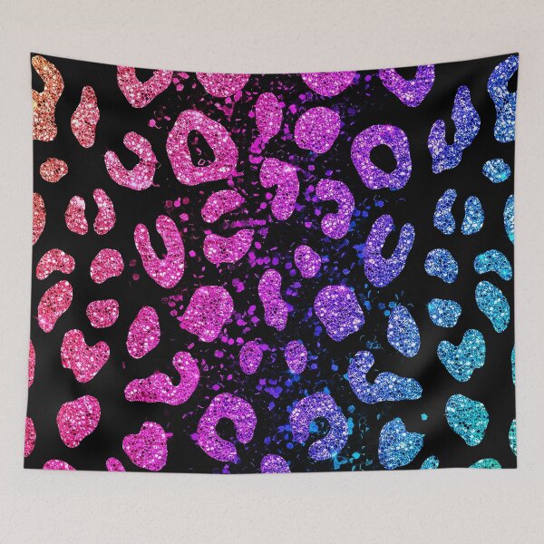 Item preview, Rainbow Glitter Leopard Print on Black Background designed and sold by Exodoi.