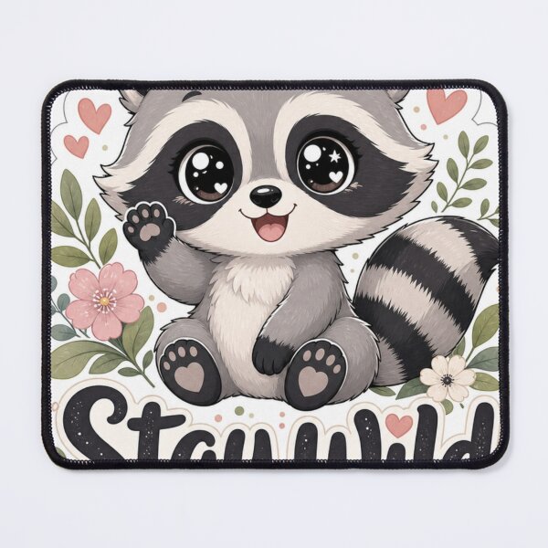Item preview, Stay Wild Cute Raccoon Kawaii Saying designed and sold by BoosterShop.