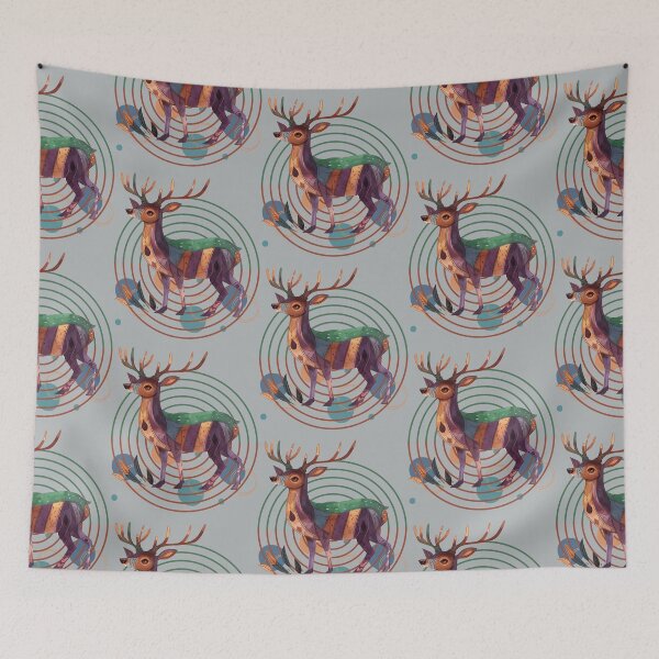 Item preview, Abstract Geometric Boho Deer Woodland Nature designed and sold by Szpaku desart .