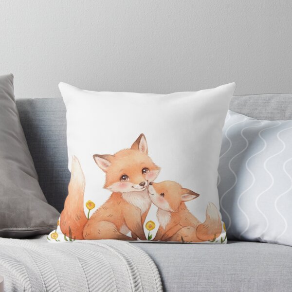 Item preview, Adorable Mother Fox and Kit Nuzzling Watercolor Illustration  designed and sold by Stickivo.