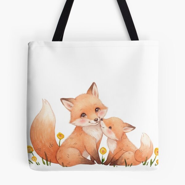 Item preview, Adorable Mother Fox and Kit Nuzzling Watercolor Illustration  designed and sold by Stickivo.