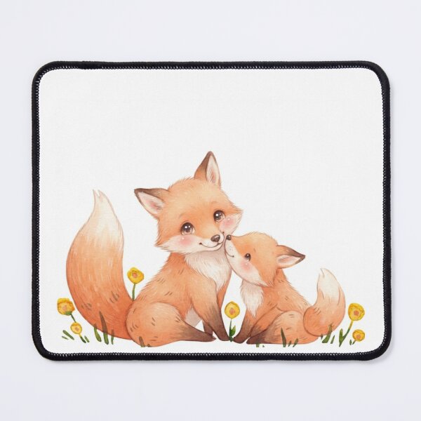 Item preview, Adorable Mother Fox and Kit Nuzzling Watercolor Illustration designed and sold by Stickivo.