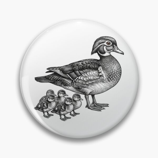 Item preview, Duck with ducklings - Realistic Minimalistic Black and White designed and sold by Minimalisticaly.