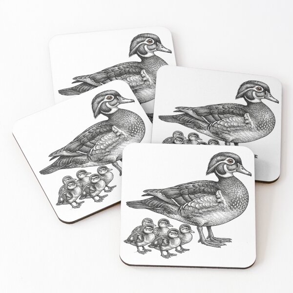 Item preview, Duck with ducklings - Realistic Minimalistic Black and White designed and sold by Minimalisticaly.