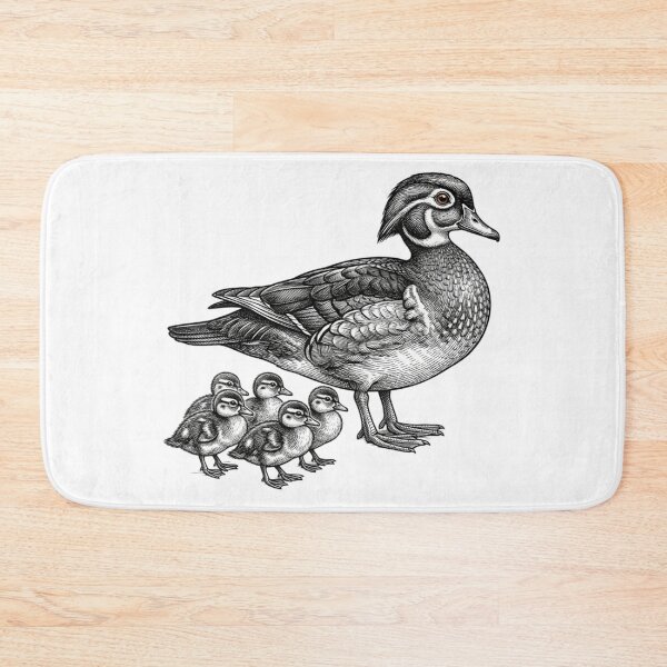 Item preview, Duck with ducklings - Realistic Minimalistic Black and White designed and sold by Minimalisticaly.