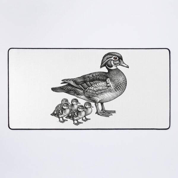 Item preview, Duck with ducklings - Realistic Minimalistic Black and White designed and sold by Minimalisticaly.