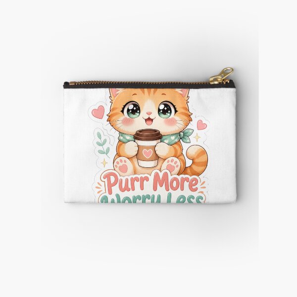 Item preview, Purr More Worry Less Cute Kawaii Cat designed and sold by BoosterShop.