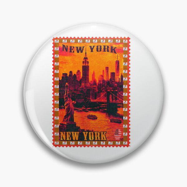 Item preview, Retro Vintage New York City Postage Stamp | NYC Skyline Statue of Liberty Retro sunset designed and sold by Youngkev-arts.