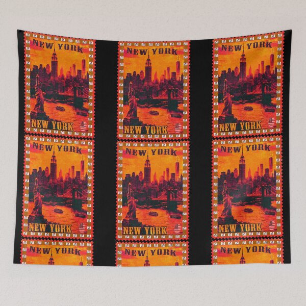 Item preview, Retro Vintage New York City Postage Stamp | NYC Skyline Statue of Liberty Retro sunset designed and sold by Youngkev-arts.