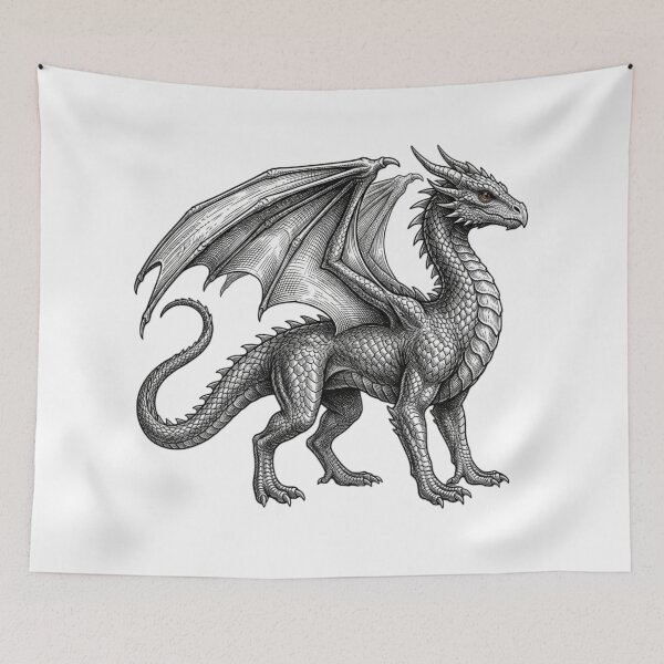 Item preview, European Dragon - Realistic Minimalistic Black and White designed and sold by Minimalisticaly.