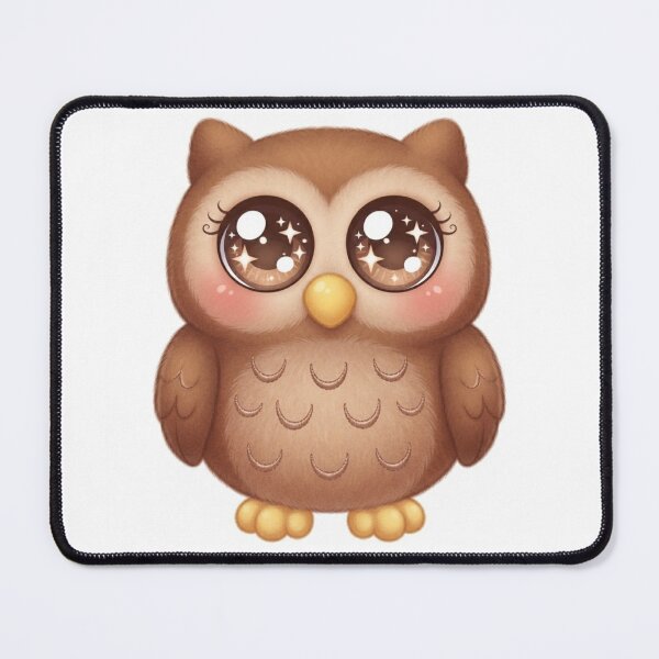 Item preview, Adorable Fluffy Chibi Owl with Sparkling Eyes designed and sold by Stickivo.
