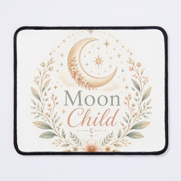 Item preview, Moon Child Crescent Moon Celestial Floral Boho Art designed and sold by CasadiFrequenza.