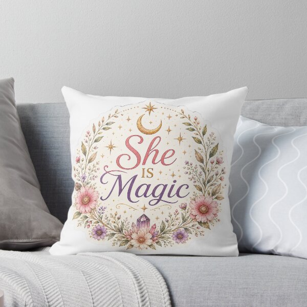 Item preview, She is Magic Celestial Floral Moon Feminine Boho designed and sold by CasadiFrequenza.