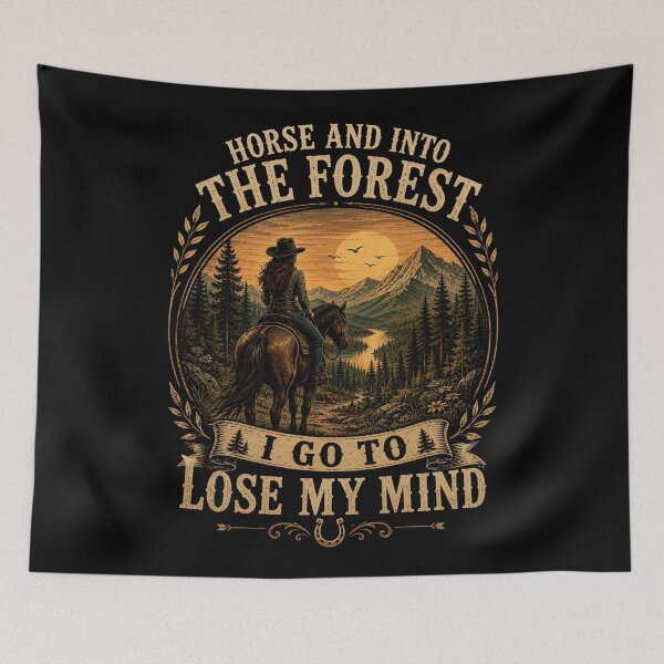 Item preview, Horse and Into the Forest I Go to Lose My Mind Vintage Equestrian Nature Artwork designed and sold by JustCrafted.