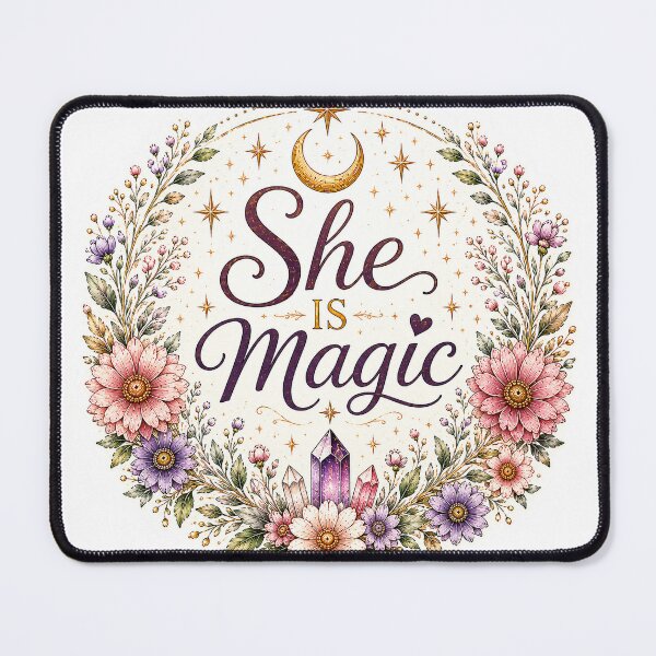 Item preview, She is Magic Celestial Floral Moon Feminine Boho designed and sold by CasadiFrequenza.