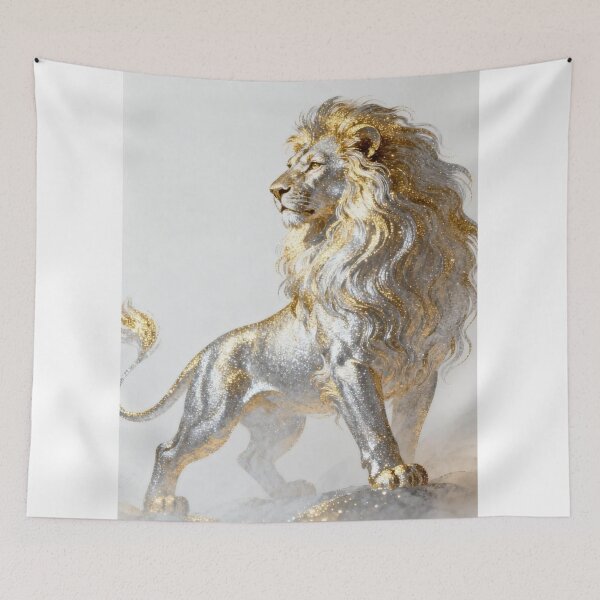 Item preview, Majestic Lion of Judah – Gold & Silver Christian Art | Biblical Faith Wall Decor designed and sold by Jesus-istheway.