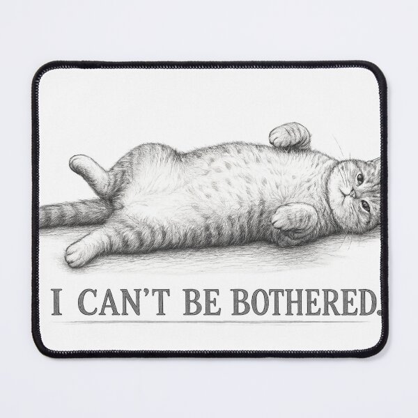 Item preview, Lazy Cat – I Can't Be Bothered Pencil Sketch designed and sold by CMA Design Studio.