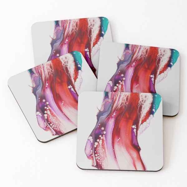 Item preview, Crimson Bloom – Fluid Abstract Ink Art in Red, Teal & Violet Tags: designed and sold by BuckaBaby.