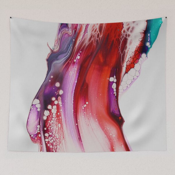 Item preview, Crimson Bloom – Fluid Abstract Ink Art in Red, Teal & Violet Tags: designed and sold by BuckaBaby.