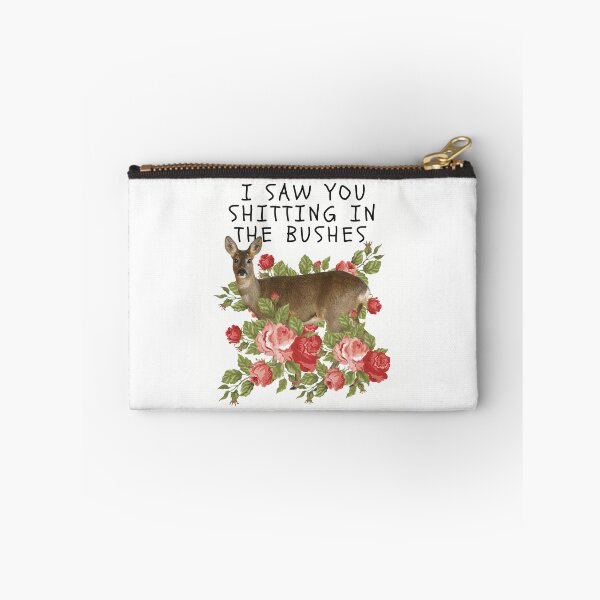 Item preview, Funny Deer in Roses – "I Saw You Shitting in the Bushes" | Floral Woodland Meme designed and sold by MadSnail-Design.