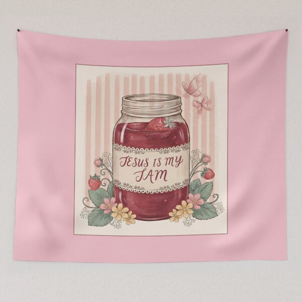 Item preview, Funny Jesus Is My Jam Cute Christian Strawberry Girly designed and sold by Dabbing Turtle Designs.