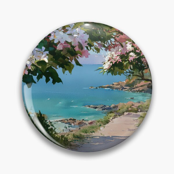 Item preview, Hawaiian Tropical Beach Path with Flowering Tree and Turquoise Ocean v9 designed and sold by daila70.