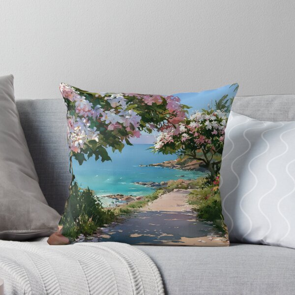 Item preview, Hawaiian Tropical Beach Path with Flowering Tree and Turquoise Ocean v9 designed and sold by daila70.