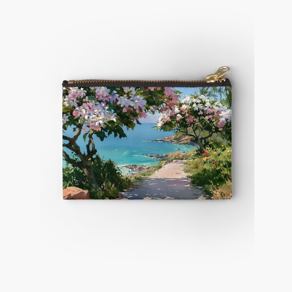 Item preview, Hawaiian Tropical Beach Path with Flowering Tree and Turquoise Ocean v9 designed and sold by daila70.