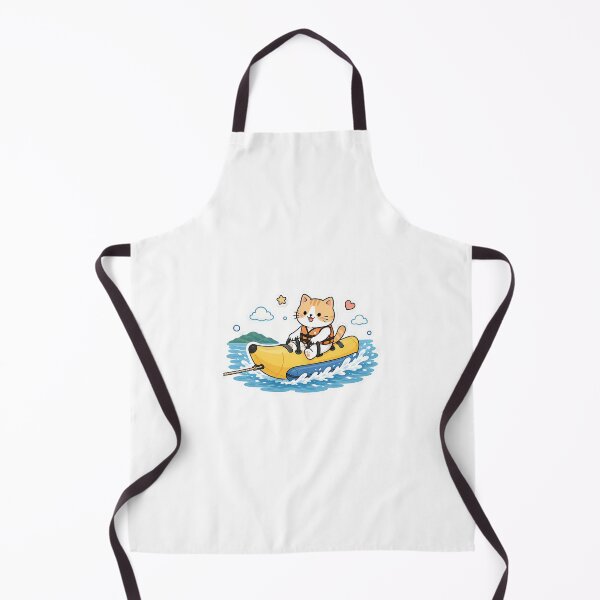 Item preview, Cute Summer Cat Kawaii Kitty Yellow Boat Water Sports Illustration designed and sold by NoopnyangStudio.
