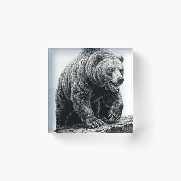 Item preview, Grizzly bear - Realistic Minimalistic Black and White designed and sold by Minimalisticaly.