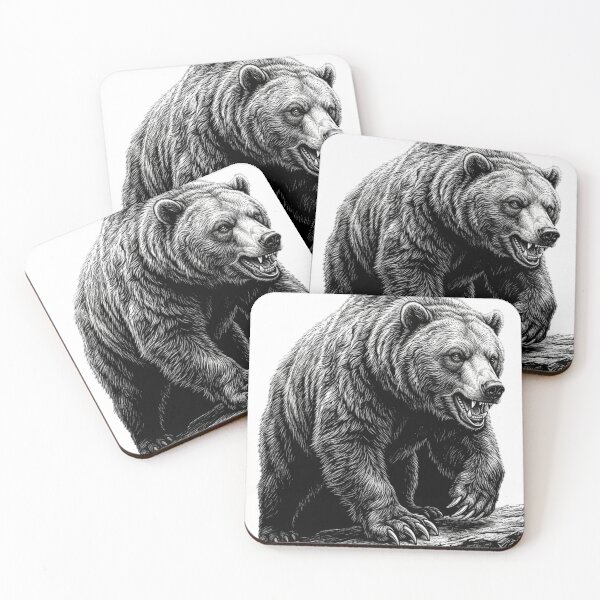 Item preview, Grizzly bear - Realistic Minimalistic Black and White designed and sold by Minimalisticaly.
