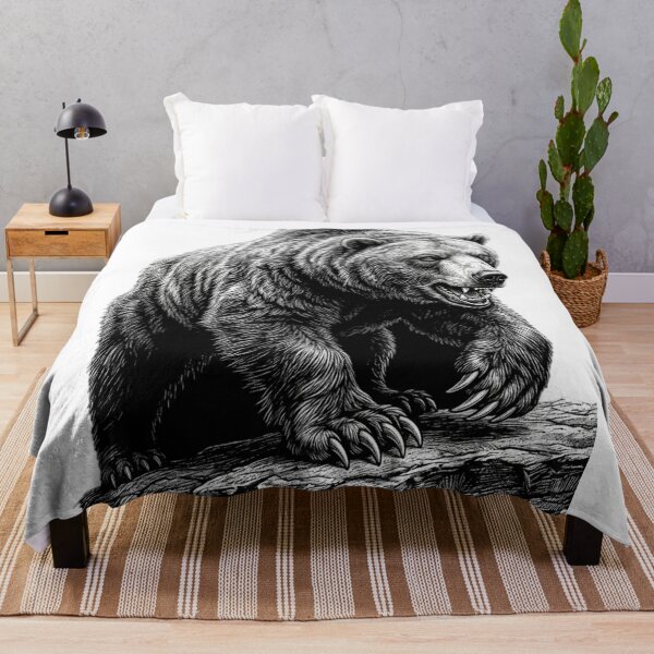 Item preview, Grizzly bear - Realistic Minimalistic Black and White designed and sold by Minimalisticaly.