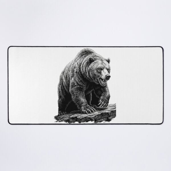 Item preview, Grizzly bear - Realistic Minimalistic Black and White designed and sold by Minimalisticaly.