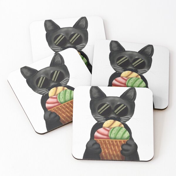 Item preview, Black Cat Ice Cream | Café Witch's Familiar | Pastel Goth Dessertcore designed and sold by More Prussian Blue.