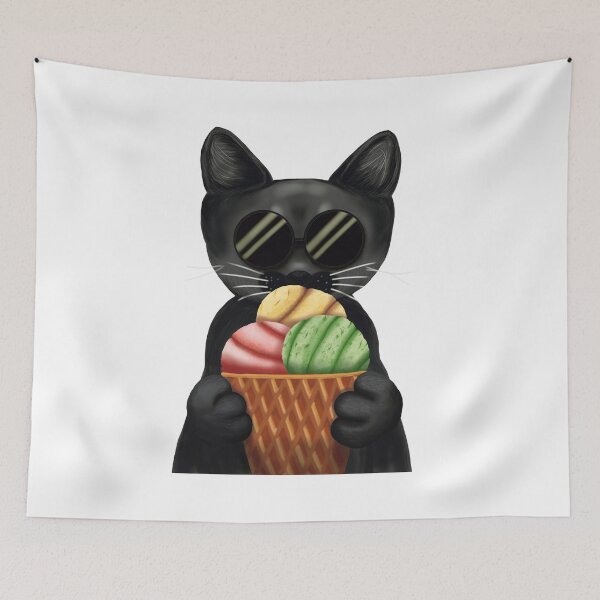 Item preview, Black Cat Ice Cream | Café Witch's Familiar | Pastel Goth Dessertcore designed and sold by More Prussian Blue.