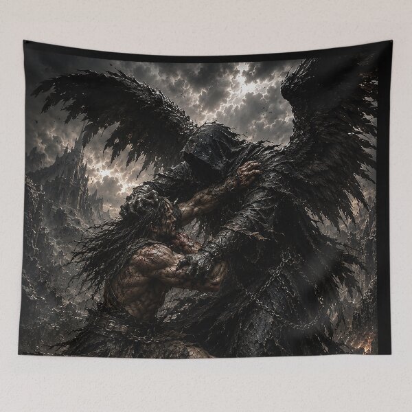 Item preview, EPIC FANTASY - Man and the Dark Angel Battle designed and sold by MetusArt.
