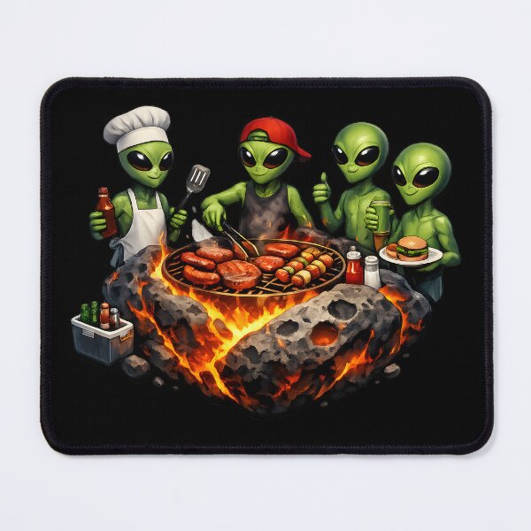 Item preview, Alien BBQ Crew Cooking on Meteor Grill designed and sold by builtforyou.