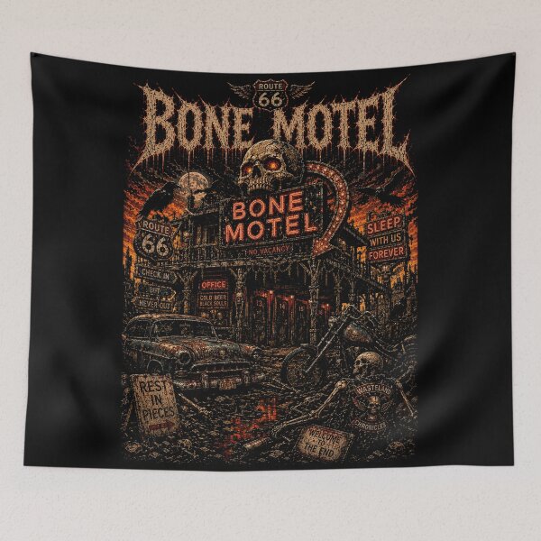 Item preview, BONE MOTEL | Vintage Biker Heavy Metal T-Shirt | The Wasteland Chronicles | RetroCrypt Studio designed and sold by RetroCrypt Studio.