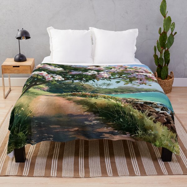 Item preview, Hawaiian Tropical Beach Path with Flowering Tree and Turquoise Ocean v10 designed and sold by daila70.