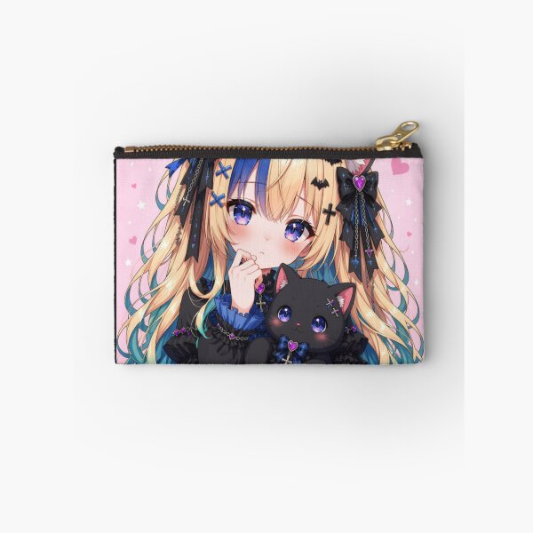 Item preview, Kawaii Gothic Neko Girl – Blonde Blue Hair Cat Girl designed and sold by Revyra.