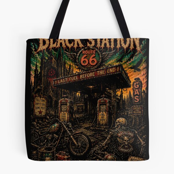 Item preview, THE BLACK STATION | Vintage Biker Heavy Metal T-Shirt | The Wasteland Chronicles | RetroCrypt Studio designed and sold by RetroCrypt Studio.