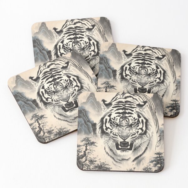 Item preview, Mythical White Tiger Mist Mountain Chinese Art designed and sold by UltarOutfit.