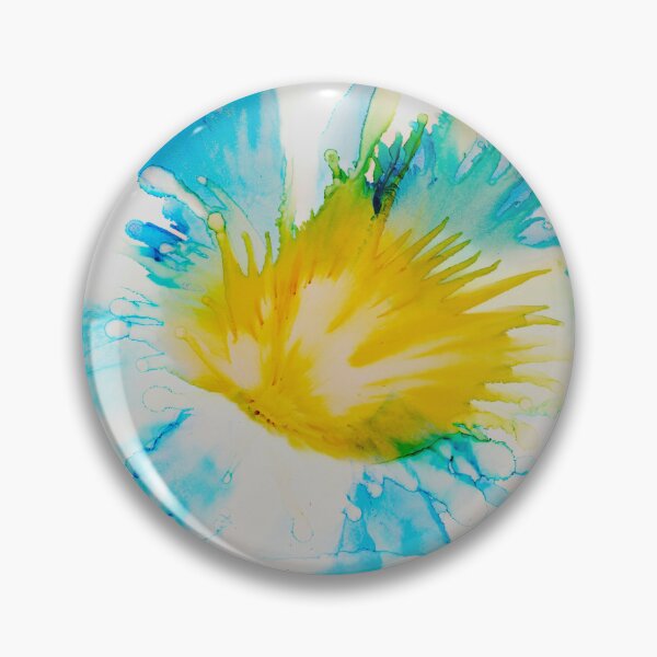 Item preview, Golden Bloom – Turquoise & Yellow Fluid Abstract Flower Art designed and sold by BuckaBaby.